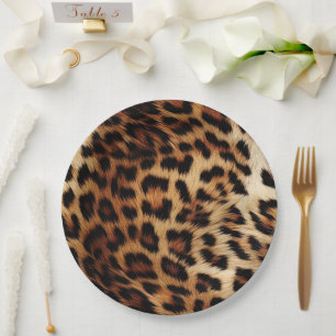 Chic Brown Cream Leopard Paper Plate
