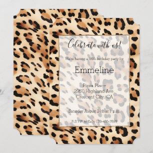 Chic Brown Cream Leopard Print Invitation