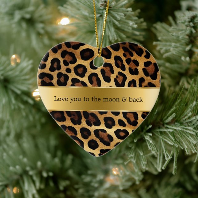 Chic Brown Gold Leopard   Ceramic Ornament (Tree)