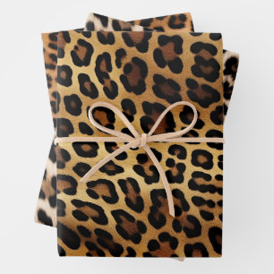 Chic Brown Gold Leopard Wrapping Paper Sheet