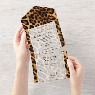 Chic Brown Leopard    All In One Invitation