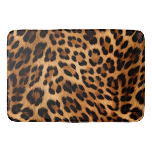 Chic Brown Leopard Print Bath Mat