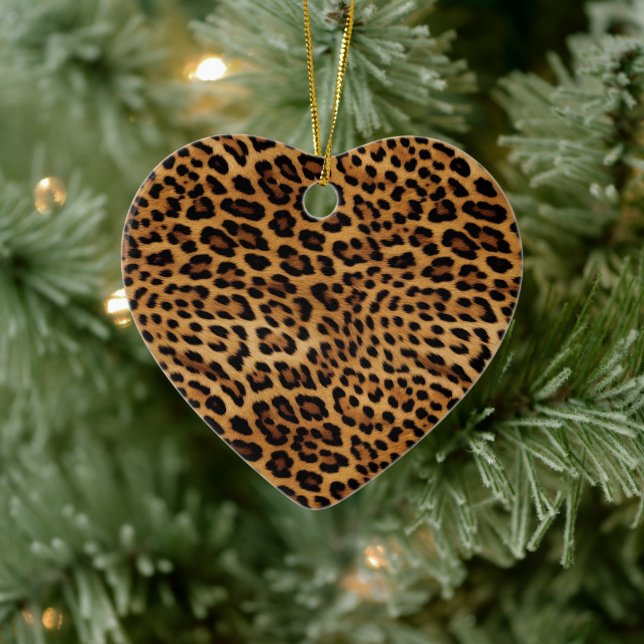 Chic Brown Leopard Print Ceramic Ornament (Tree)