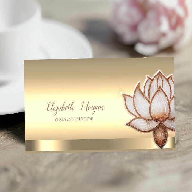 Chic Brown Lotus Flower Yoga Instructor Business Card (Creator Uploaded)