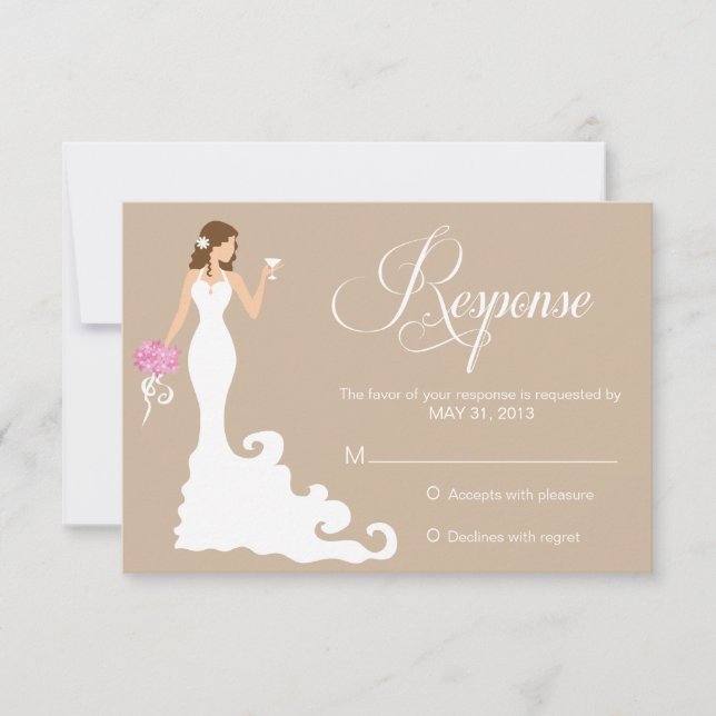 Chic Brown Modern Bride RSVP Card (Front)