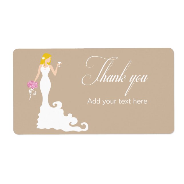 Chic Brown Modern Bride Thank You Label (Front)