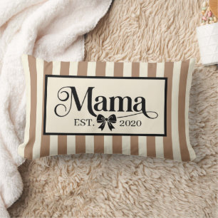 Chic Brown Striped Custom Mama Keepsake Lumbar Pillow