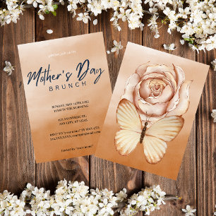 Chic Brown Watercolor Mother’s Day Invite