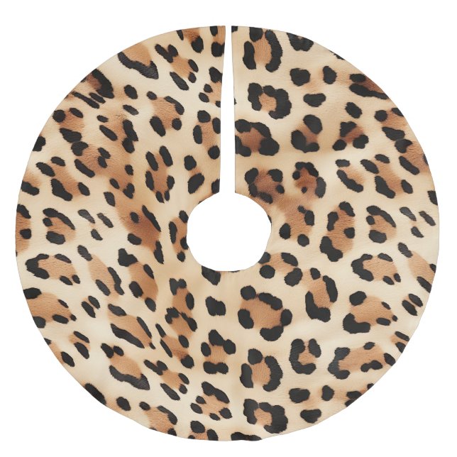 Chic Brown White Leopard Print Brushed Polyester Tree Skirt (Front)