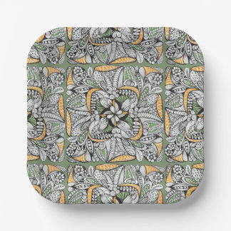 Chic Brunch & Game Night Abstract Doodle Paper Plate