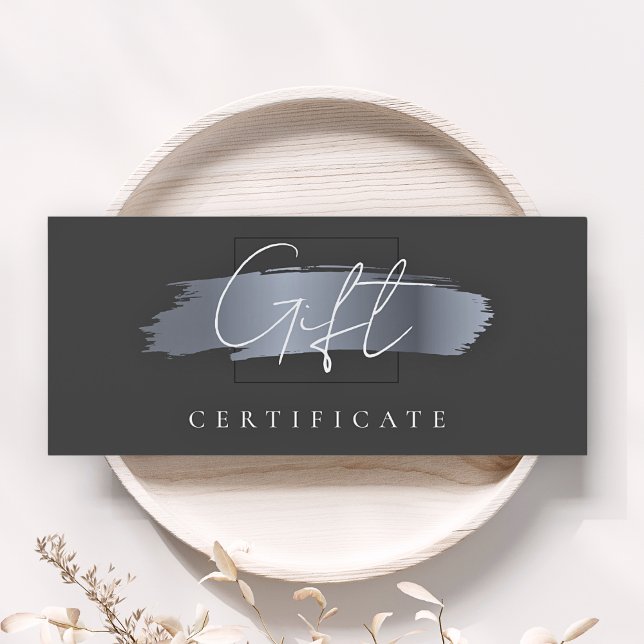 Chic Brush Stroke Elegant Black Gift Certificate (Creator Uploaded)