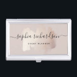 Chic Brush Stroke | Faux Rose Gold on Neutral Rose Business Card Holder<br><div class="desc">This elegant business card holder features a faux rose gold,  trendy brush stroke on a neutral,  rosy beige background colour. Your name appears in trendy handwritten script typography.</div>