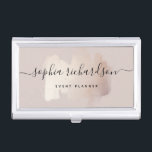 Chic Brush Stroke | Faux Rose Gold on Neutral Rose Business Card Holder<br><div class="desc">This elegant business card holder features a faux rose gold,  trendy brush stroke on a neutral,  rosy beige background colour. Your name appears in trendy handwritten script typography.</div>