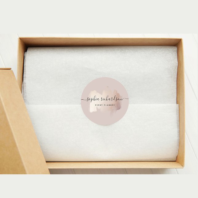 Chic Brush Stroke | Faux Rose Gold on Neutral Rose Classic Round Sticker (Creator Uploaded)