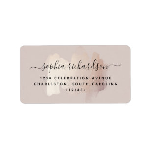 Chic Brush Stroke   Faux Rose Gold on Neutral Rose Label