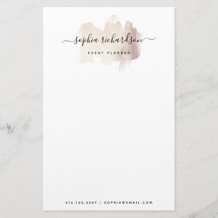 Chic Brush Stroke   Faux Rose Gold on White Stationery