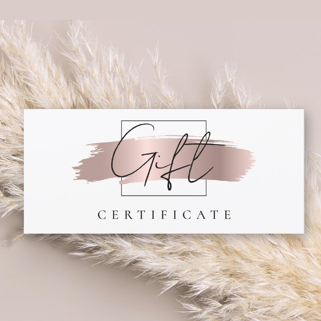 Chic Brush Stroke Rose Gold Carte de certificat ca (Créateur téléchargé)