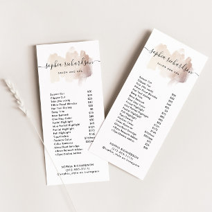 Chic Brush Stroke   Salon Price List Services Rack Card