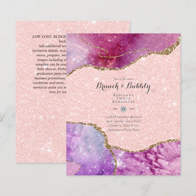 CHIC BUDGET BRUNCH and BUBBLY AGATE GLITTER Inv (Front/Back)