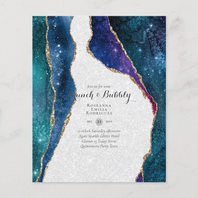 CHIC BUDGET BRUNCH and BUBBLY AGATE GLITTER Inv Flyer (Front)