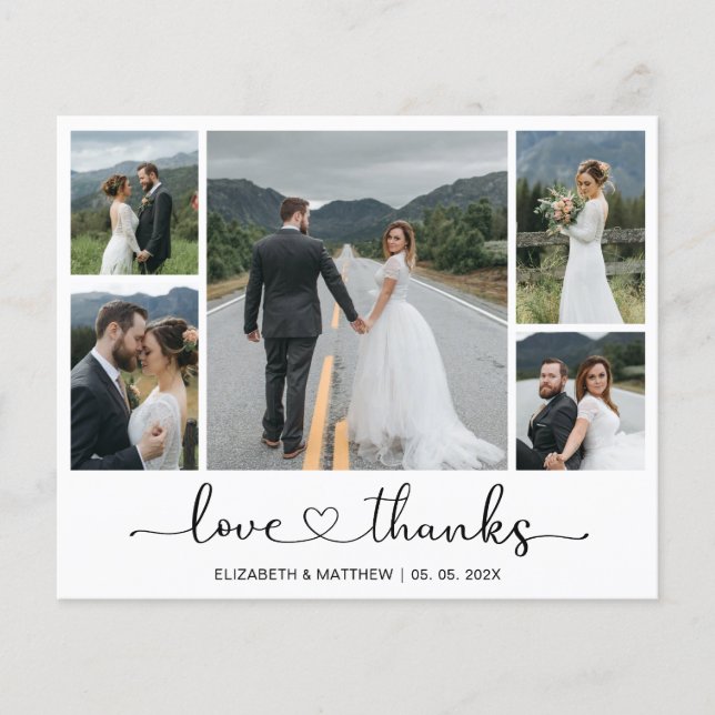 Chic Budget Photo Collage Wedding Thank You Flyer (Front)