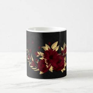 Chic burgundy and gold black coffee mug