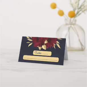 Chic burgundy and gold navy place card