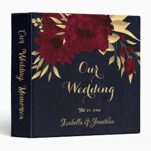 Chic burgundy and gold navy wedding album binder