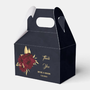 Chic burgundy and gold navy wedding favor box