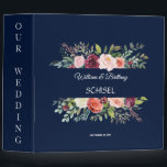 Chic Burgundy Blush Floral Navy Blue Wedding Album Binder<br><div class="desc">Charming Burgundy,  Blush Marsala Floral card design. It features gorgeous Burgundy,  blush watercolour floral bouquet and frame,  modern handwriting script,  all on a navy blue background. Use Customize tool to add your info. For matching items,  please,  visit my Burgundy Blush Bloom Floral Collection.</div>