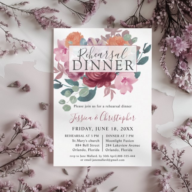 Chic Burgundy & Blush Wedding Rehearsal Dinner  Invitation (Creator Uploaded)