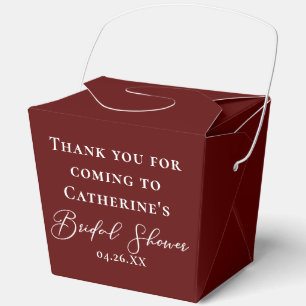 Chic Burgundy Bridal Shower Customized Fortune Favor Box
