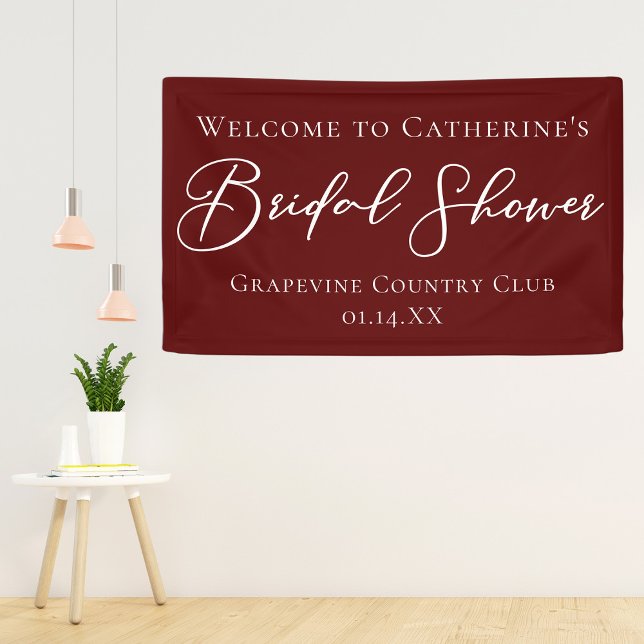 Chic Burgundy Bridal Shower Personalized Welcome Banner (Creator Uploaded)