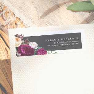 Chic Burgundy & Cream Floral Return Address