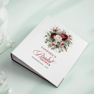 Chic Burgundy Floral Gold Bridal Shower Memory   Binder