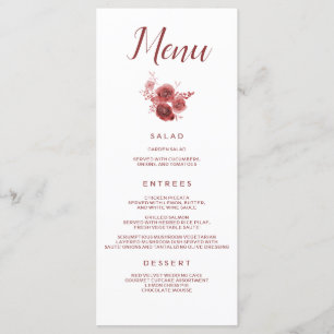Chic Burgundy Floral Menu