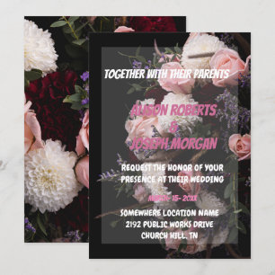  Chic burgundy floral   Wedding Invitation