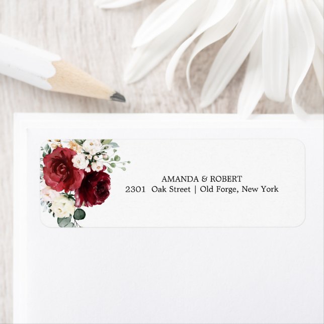 Chic Burgundy Floral Wedding Invitation  (Insitu)