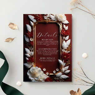 Chic Burgundy Florals with Golden Frame Details Enclosure Card