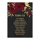 Chic burgundy & gold black seating chart card