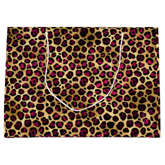 Chic Burgundy Gold Cheetah Large Gift Bag
