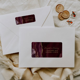 Chic Burgundy Gold Mariage Adresse de retour