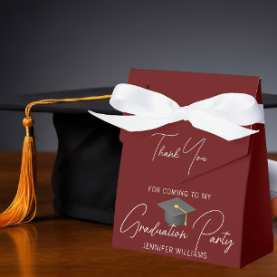 Chic Burgundy Graduation Party Thank You Favor Box