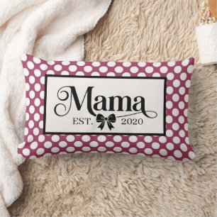 Chic Burgundy Polka Dot Custom Mama Lumbar Pillow