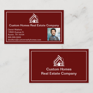 Chic Burgundy Real Estate Company Realtor Photo Business Card
