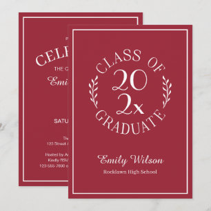 Chic Burgundy Red Class Of 2026 Graduation Party Invitation