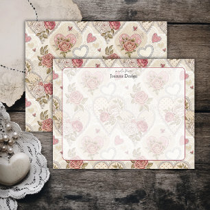 Chic Burgundy Rose Heart Stationery Note Card