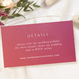 Chic Burgundy Watercolor Wedding Website / Details Enclosure Card