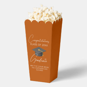 Chic Burnt Orange Graduation Party Popcorn Favor Box