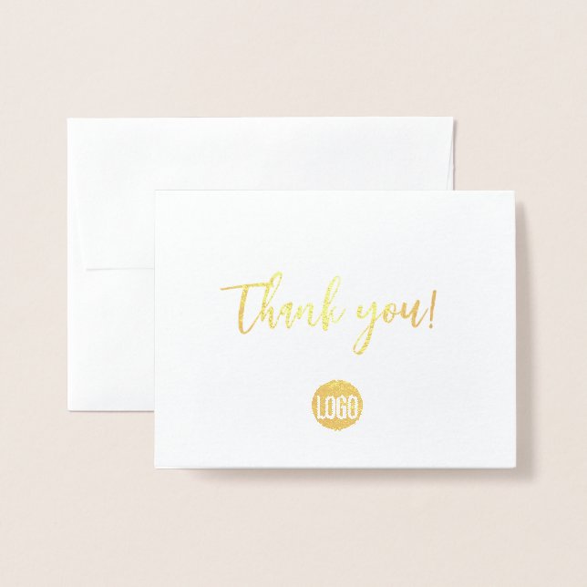 Chic Business gold logo Customer Thank you Foil Card (Front With Envelope)